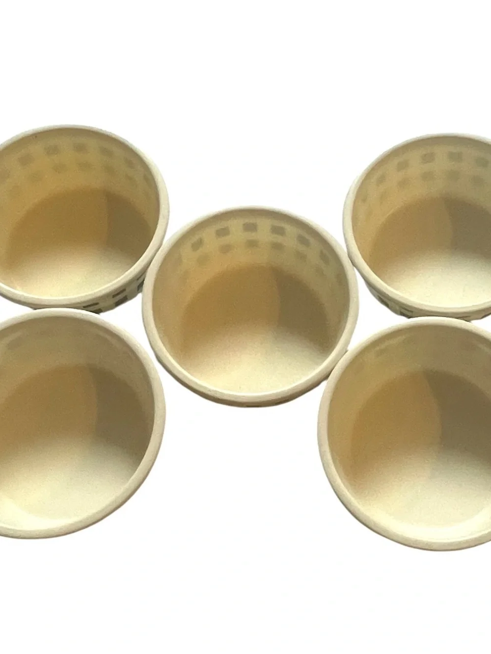 Melamine Ramekins/Prep/Dip Bowls Blue Gingham/Cream 3.75” x 1.5” Entertaining